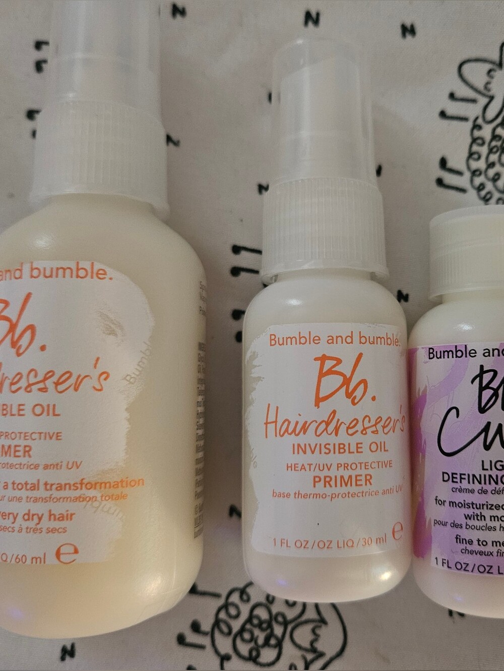 4 pc set bumble and bumble Hair Set.  Primer, curl cream, styling